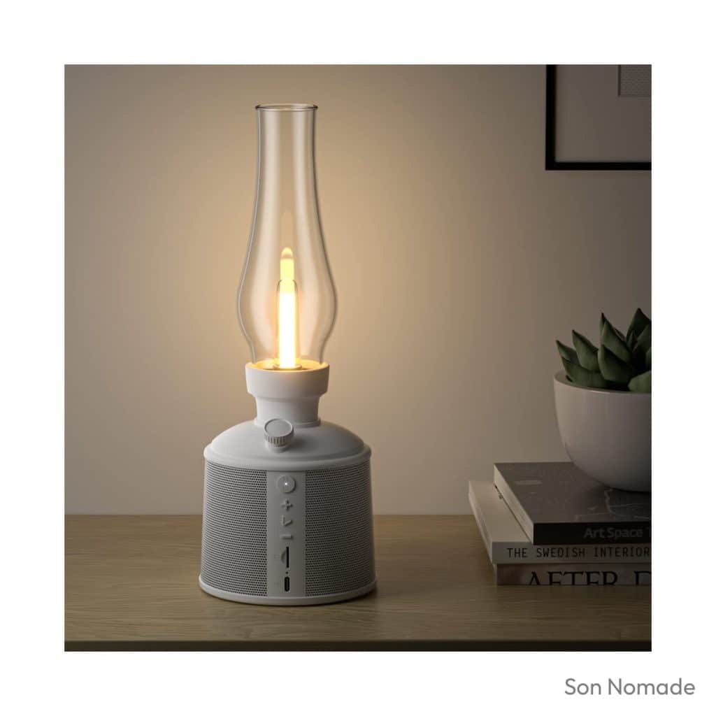 Enceinte bluetooth lampe 10W IPX4 autonomie 24h lumière 2700K