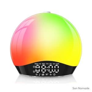 Enceinte bluetooth lumineuse 17 couleurs double alarme éveil
